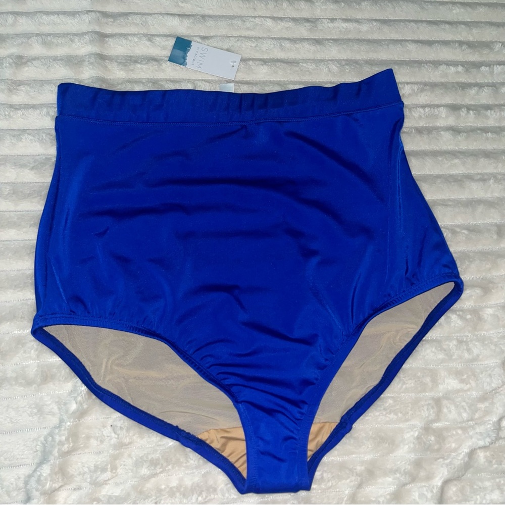 NEW Cacique Blue Ultra High-Waist Swim Brief • Size 14
